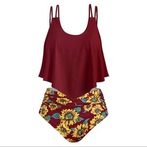 SOLD!! on Mercari Burgundy High-Waisted Swim Suit
